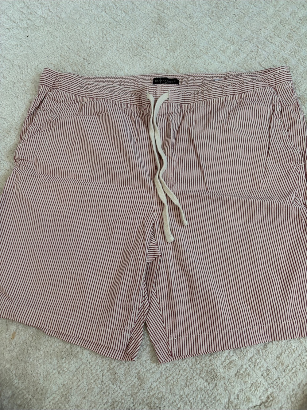 Banana Republic Red & White Pinstripe Drawstring Men's Shorts